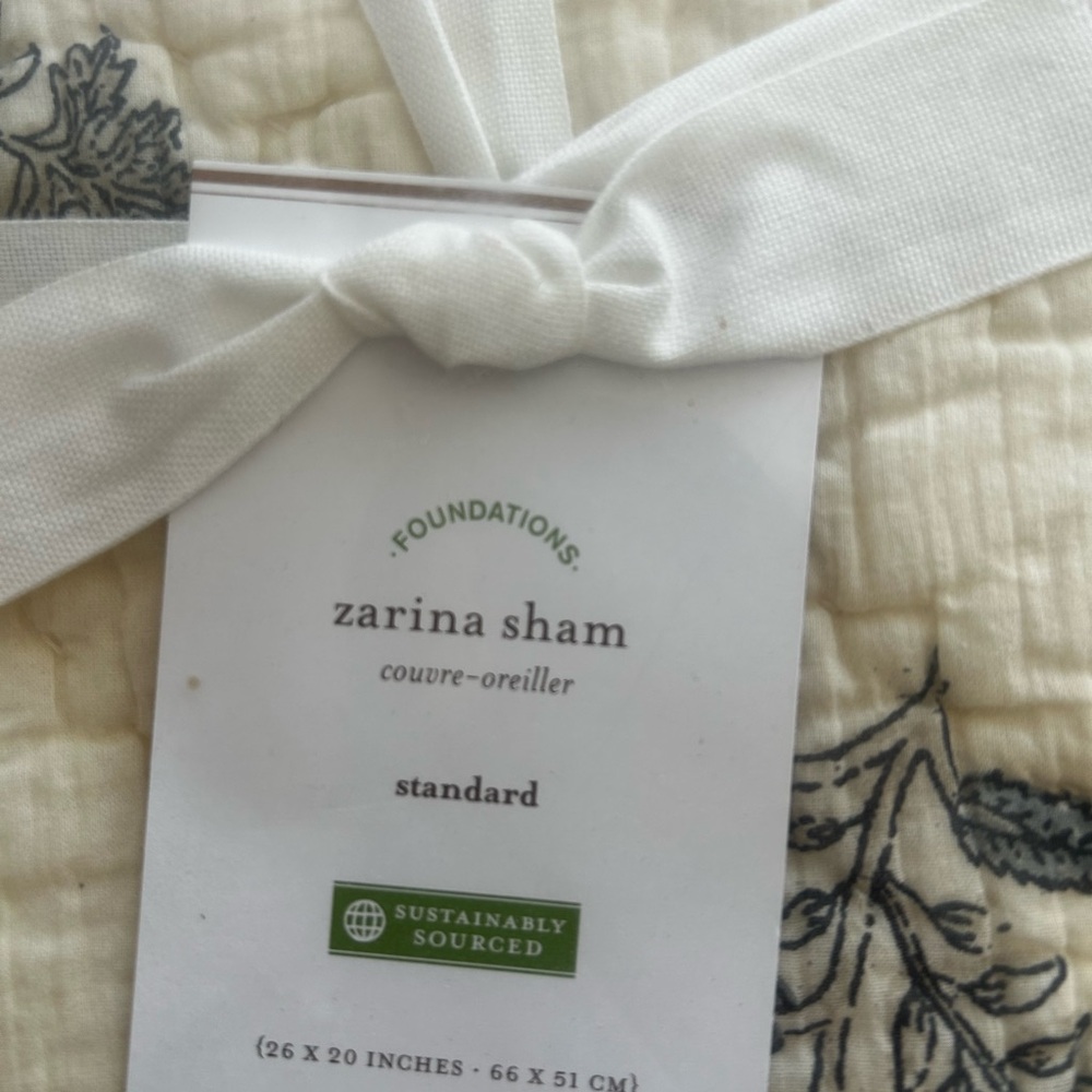 Pottery Barn Zarina Sham with Red and Gray Floral Pattern